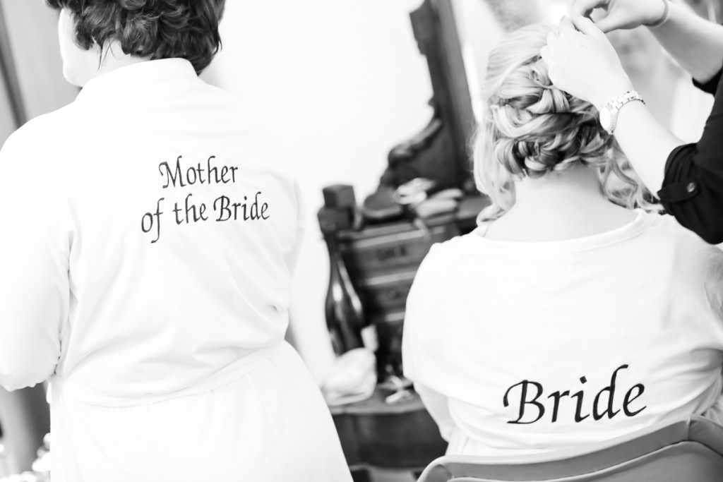 The back of nightgowns at wedding by a Cornwall wedding photographer