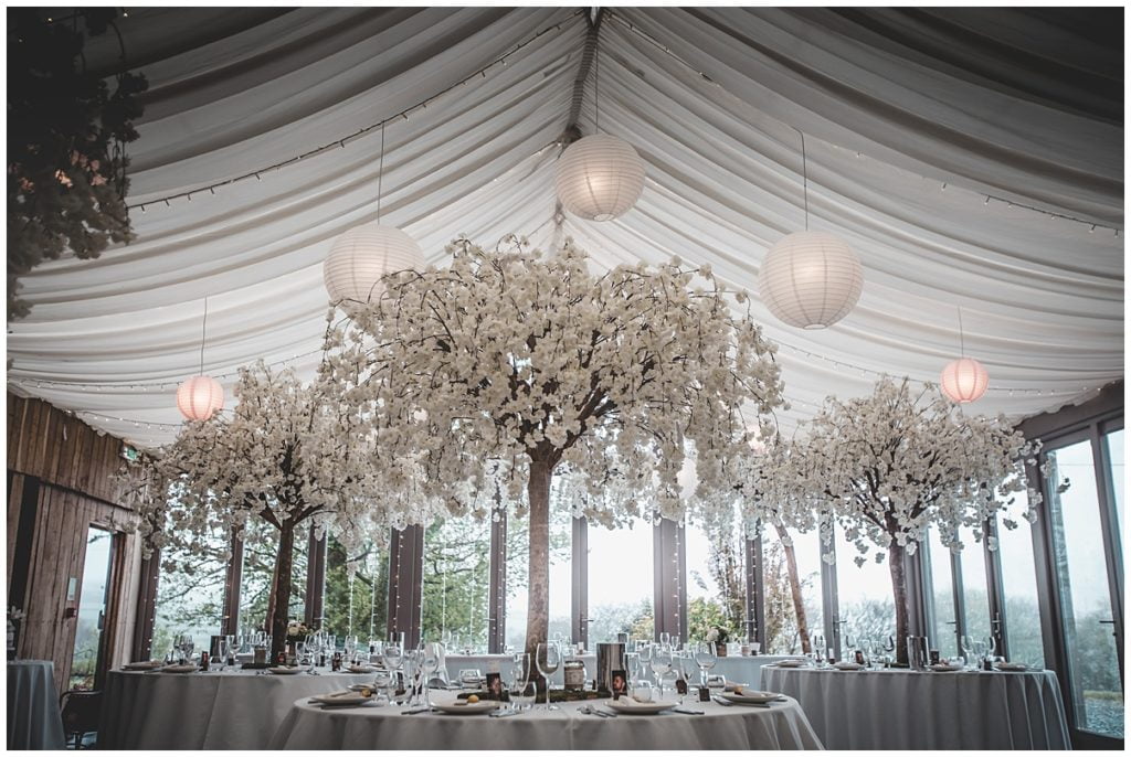 Trevenna Barn Wedding decoration trees
