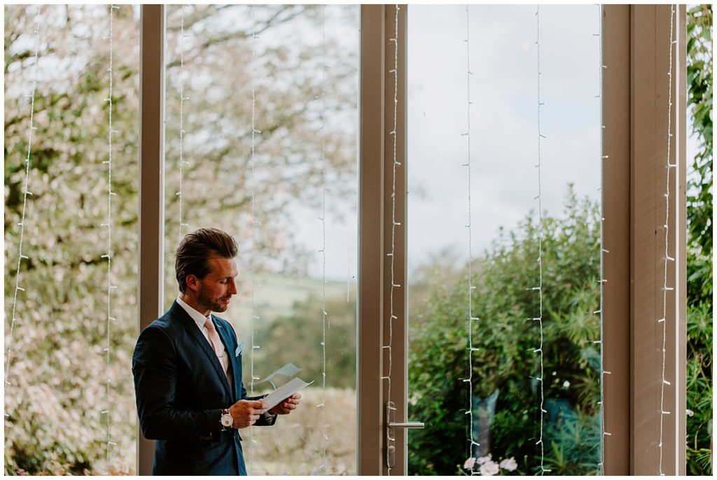 Trevenna Barn Wedding Photography ceremony room speech