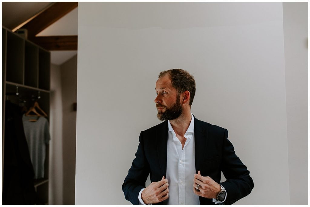 Trevenna Barn Wedding Photography groom prep