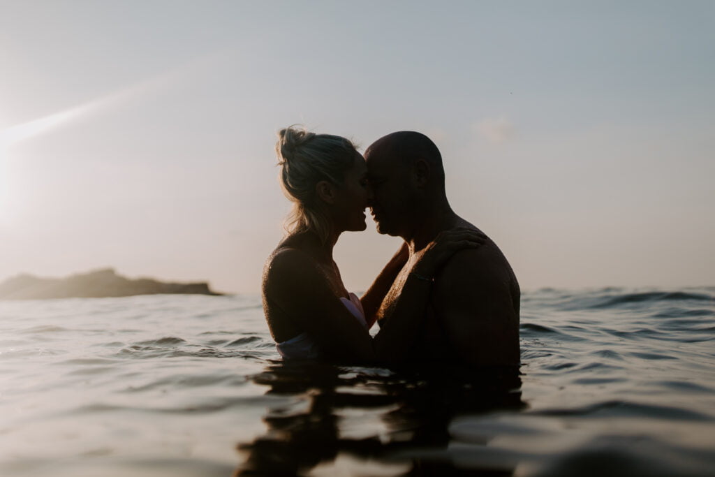 couple swimming in the sea