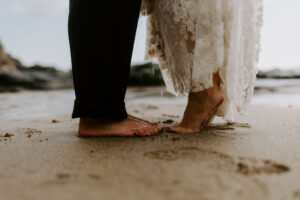 sand between your toes on your elopement wedding in Cornwall