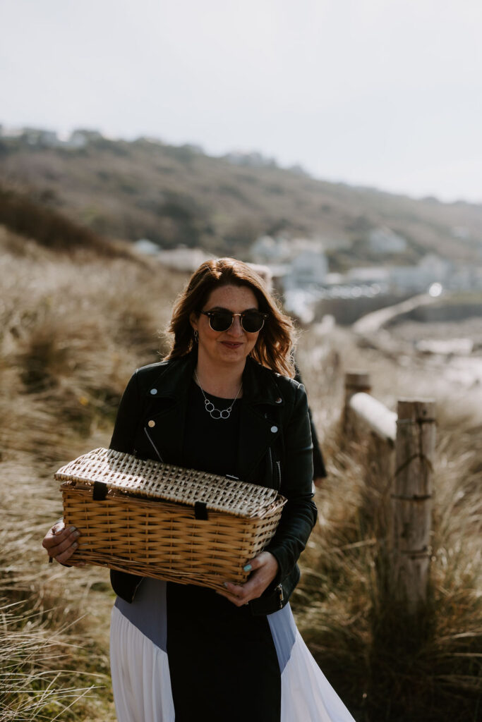 wedding day champagne on the beach
