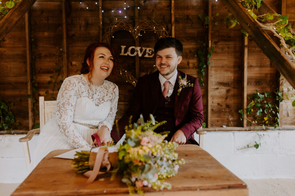 signing the register at Cornwall elopement
