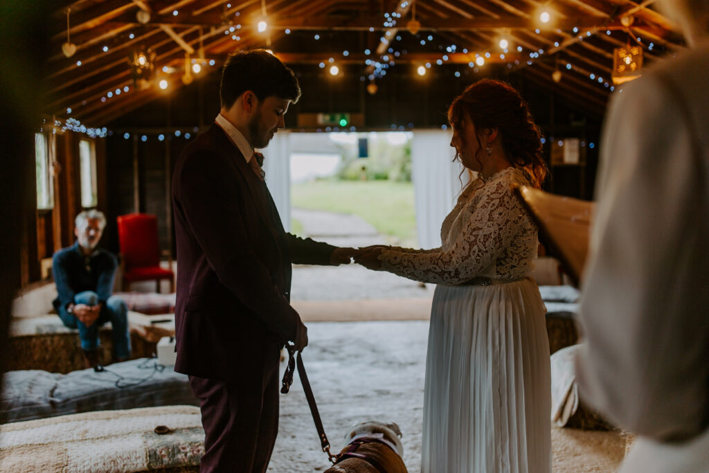 wedding vows at The Cowshed in Cornwall