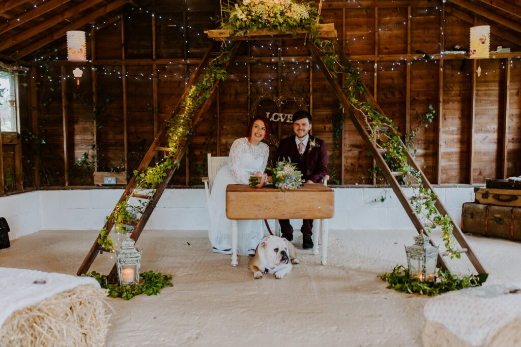 Cowshed wedding in Cornwall