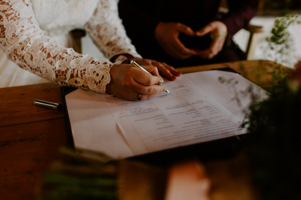 Cornish elopement wedding register