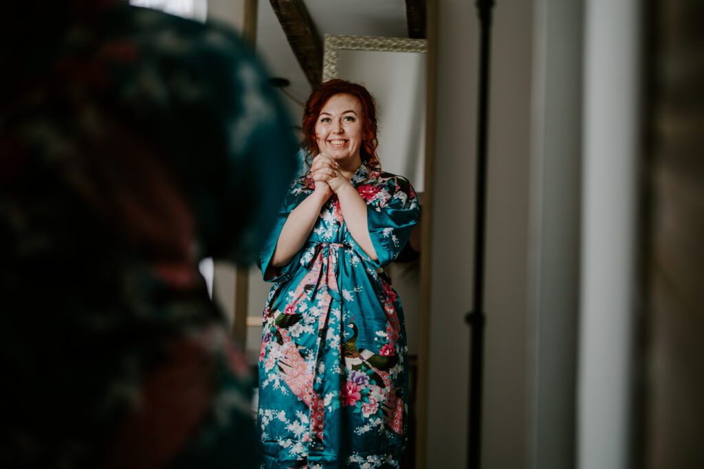 bride in her dressing gown