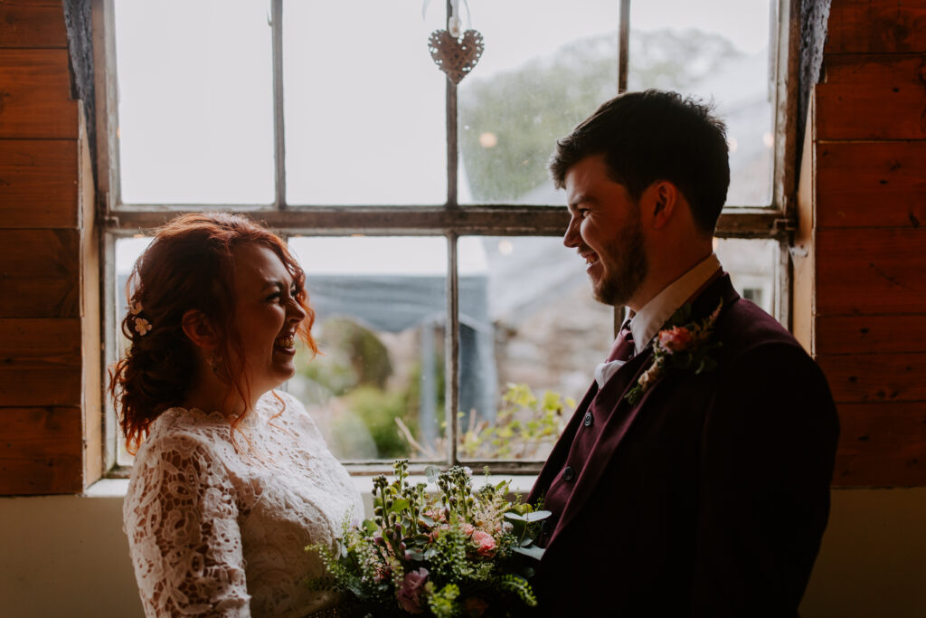 happy couple at Cornwall wedding