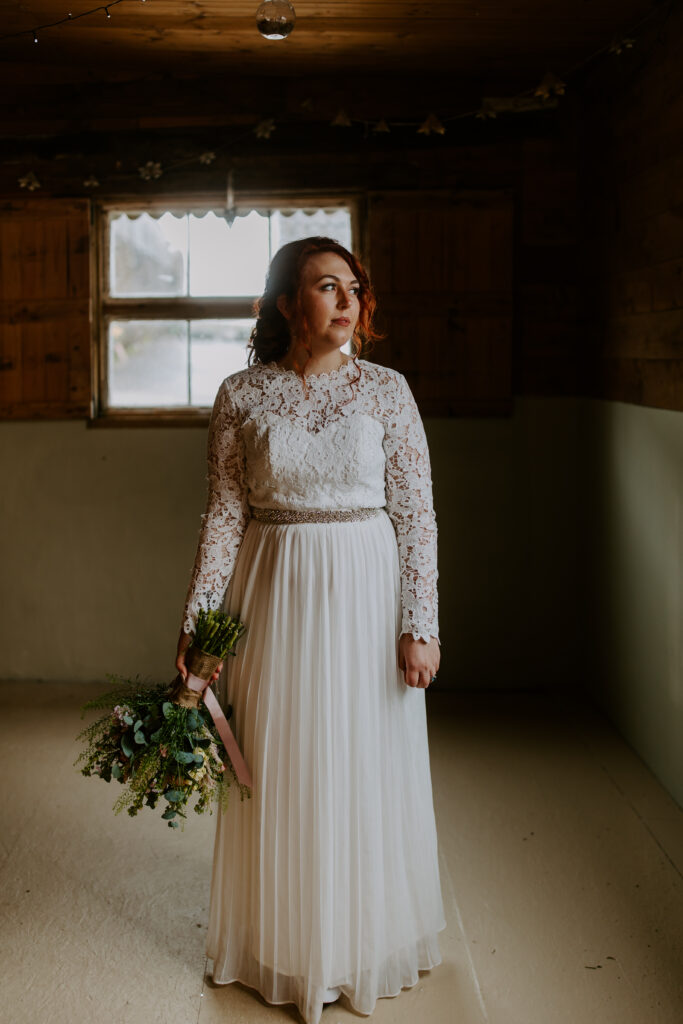 bride before the Cornwall wedding ceremony