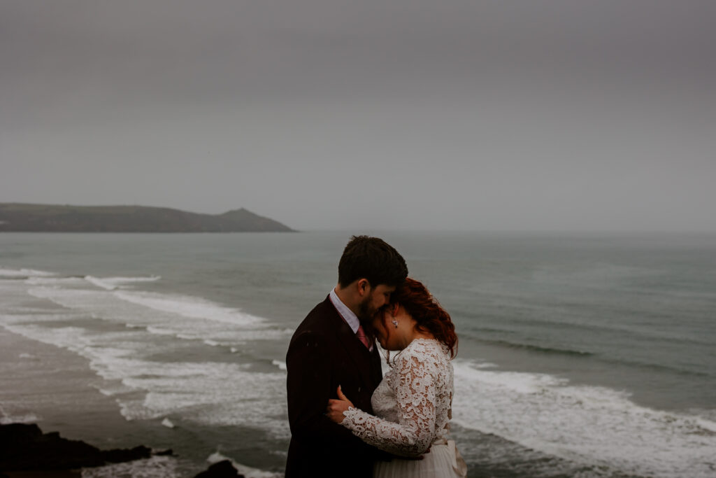 romantic couple image at Cornwall wedding