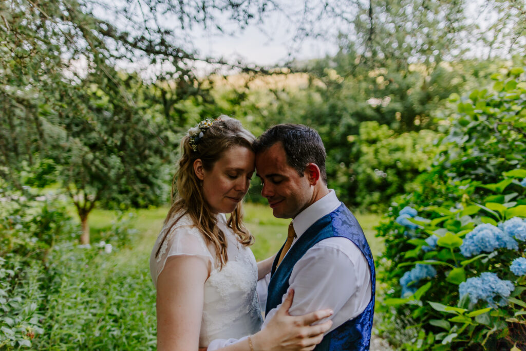 romantic image of couple at Devon wedding