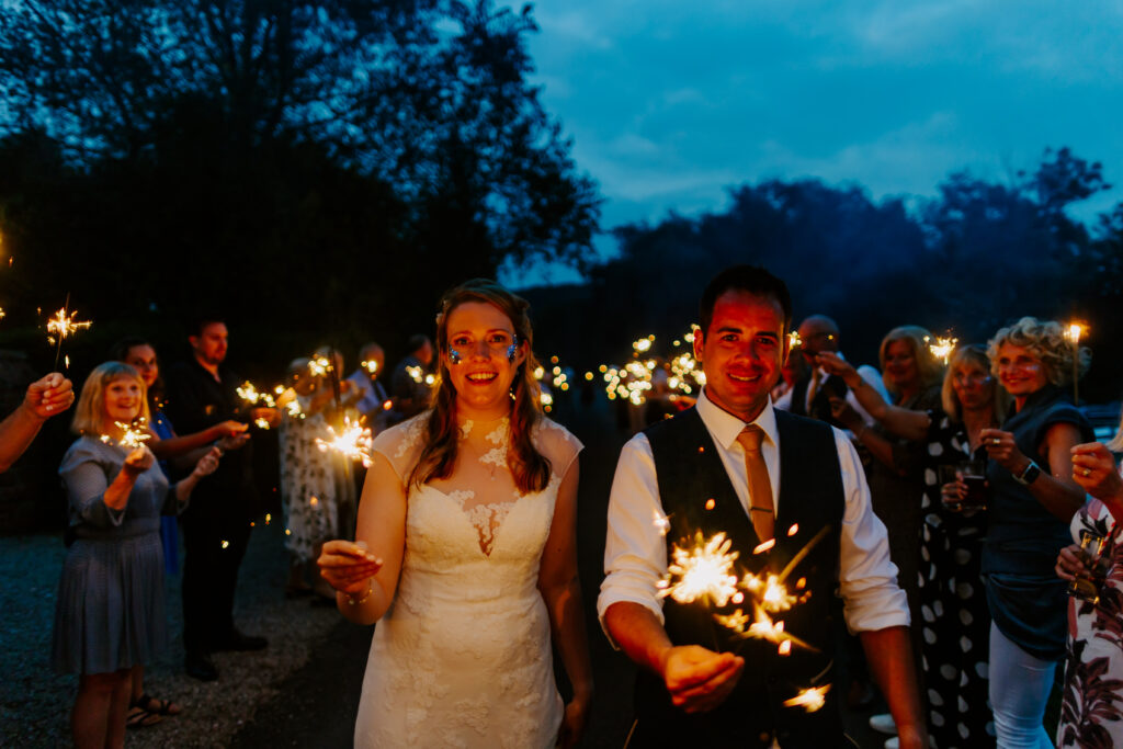 sparkler image at Devon marquee wedding