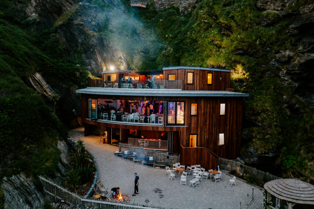 Evening celebrations at Devon beach wedding venue