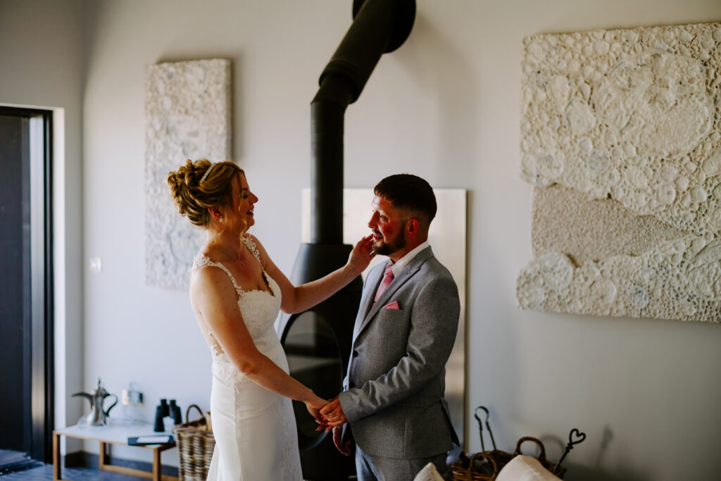 couple before elopement wedding in Cornwall