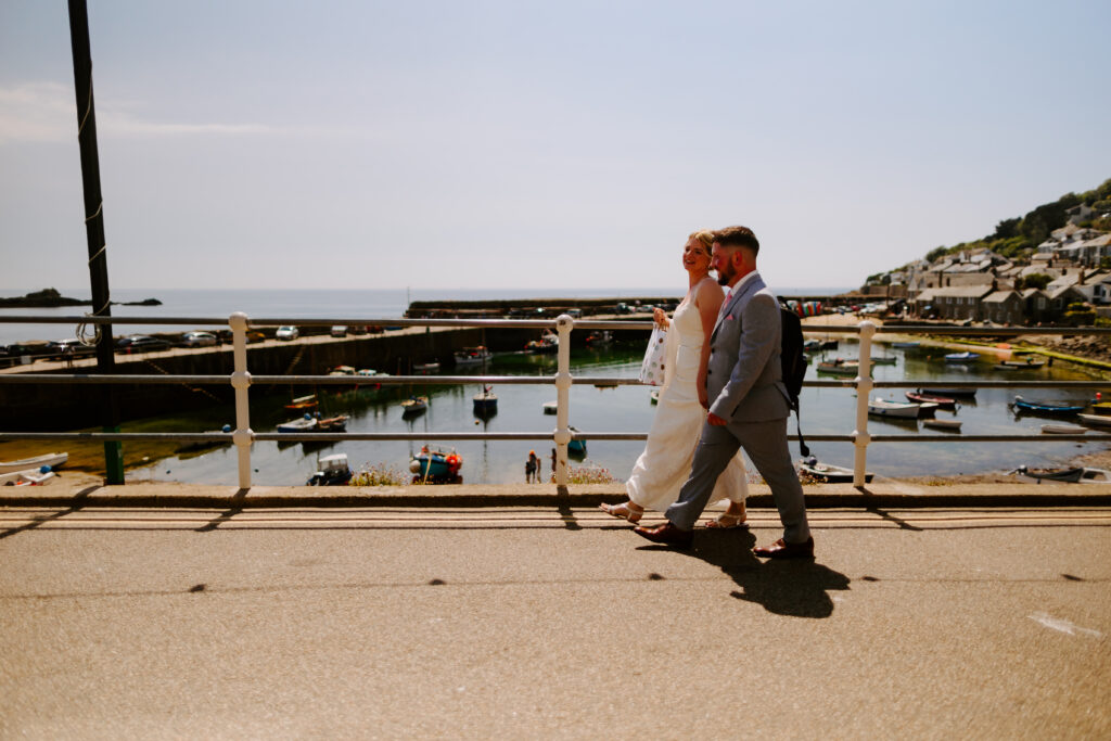 a wedding day stroll in Cornwall